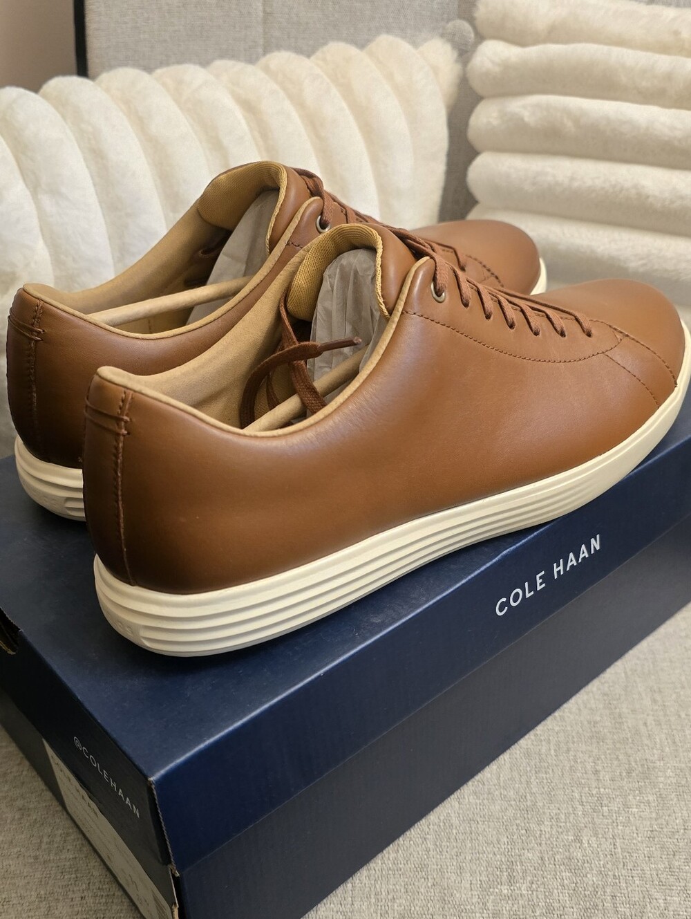 Cole Haan Men’s Brown Leather Sneakers with Cream Sole